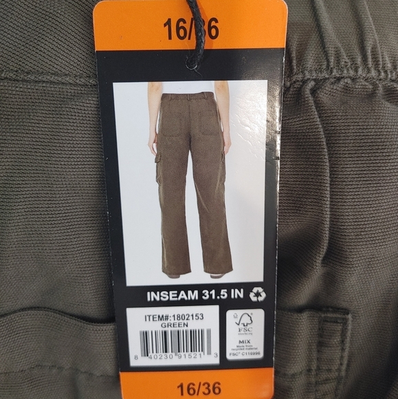NWT Well Worn Women's Wide Leg Comfort Cargo Pants Green 14 16 8 - Picture 6 of 8